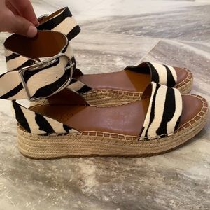 zebra platform sandals